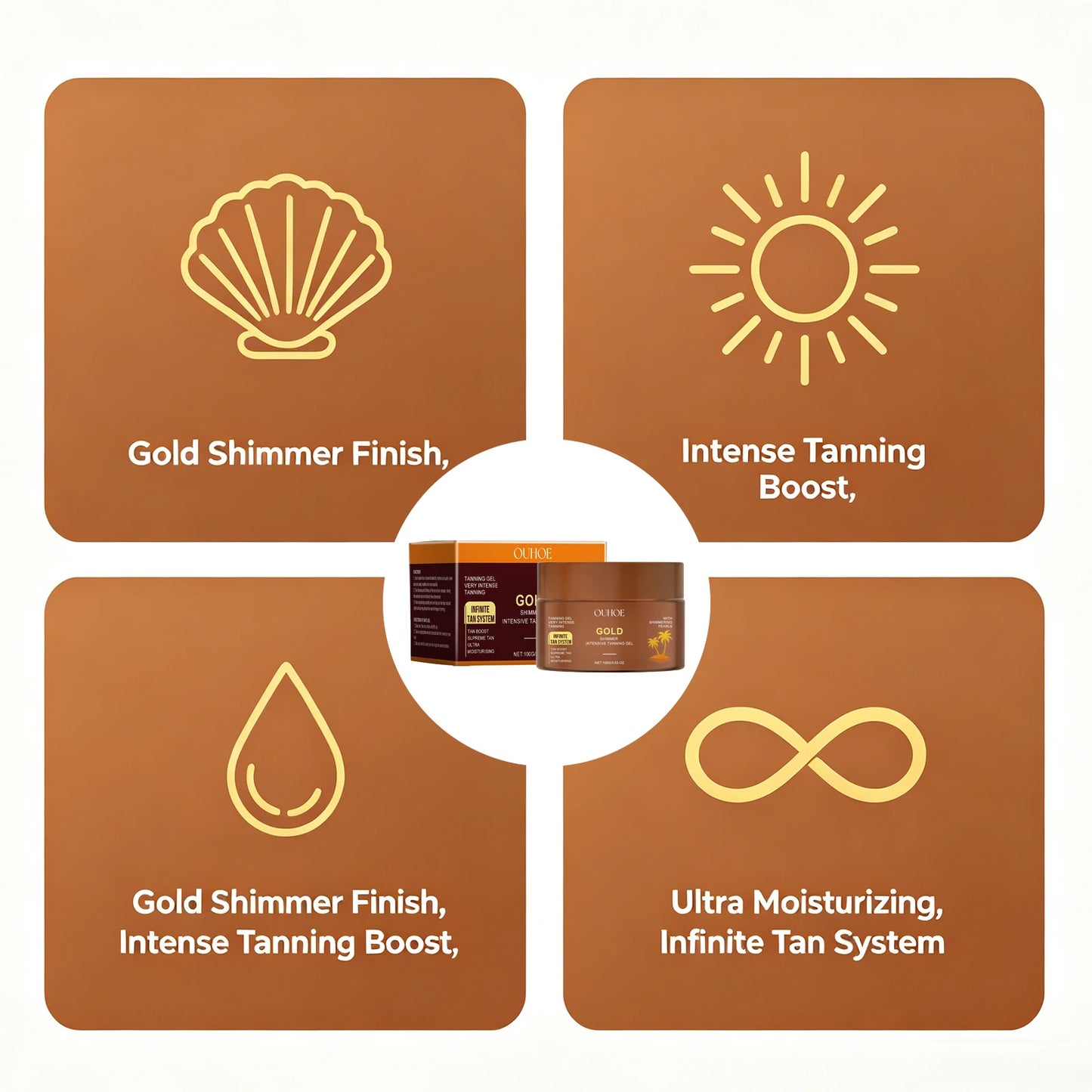 Tanning Gel Sunless Tan for Face & Body Tan Accelerator Hydrating Moisturizing Quick Drying Sunbed & Outdoor Tanning Lotion 100g