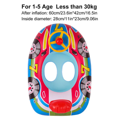 1PC Swimming Pool Float Ring Seat, Cute Car-shaped Inflatable Summer Beach Pool Tube with Handles (Blue and Pink)